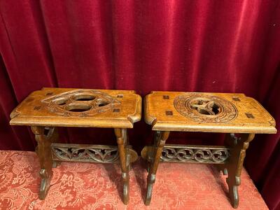 Stools style Gothic - Style en Oak wood, Belgium  19 th century