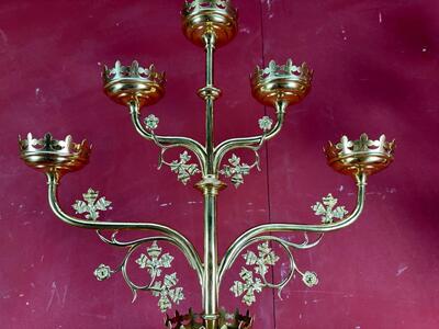 Wall - Candle Holders style Gothic - Style en Brass / Bronze / Polished and Varnished, Belgium  19 th century ( Anno 1885 )