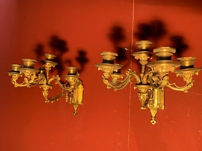 Wall Candle Holders style Gothic - Style en Bronze / Gilt, France 19th century ( anno 1890 )