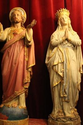 H.Heart Statue Available  & St. Mary Lourdes Has Been Sold ! en Terra-Cotta polychrome, France 19th century ( anno 1875 )