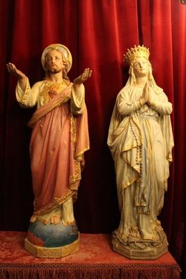 H.Heart Statue Available  & St. Mary Lourdes Has Been Sold ! en Terra-Cotta polychrome, France 19th century ( anno 1875 )