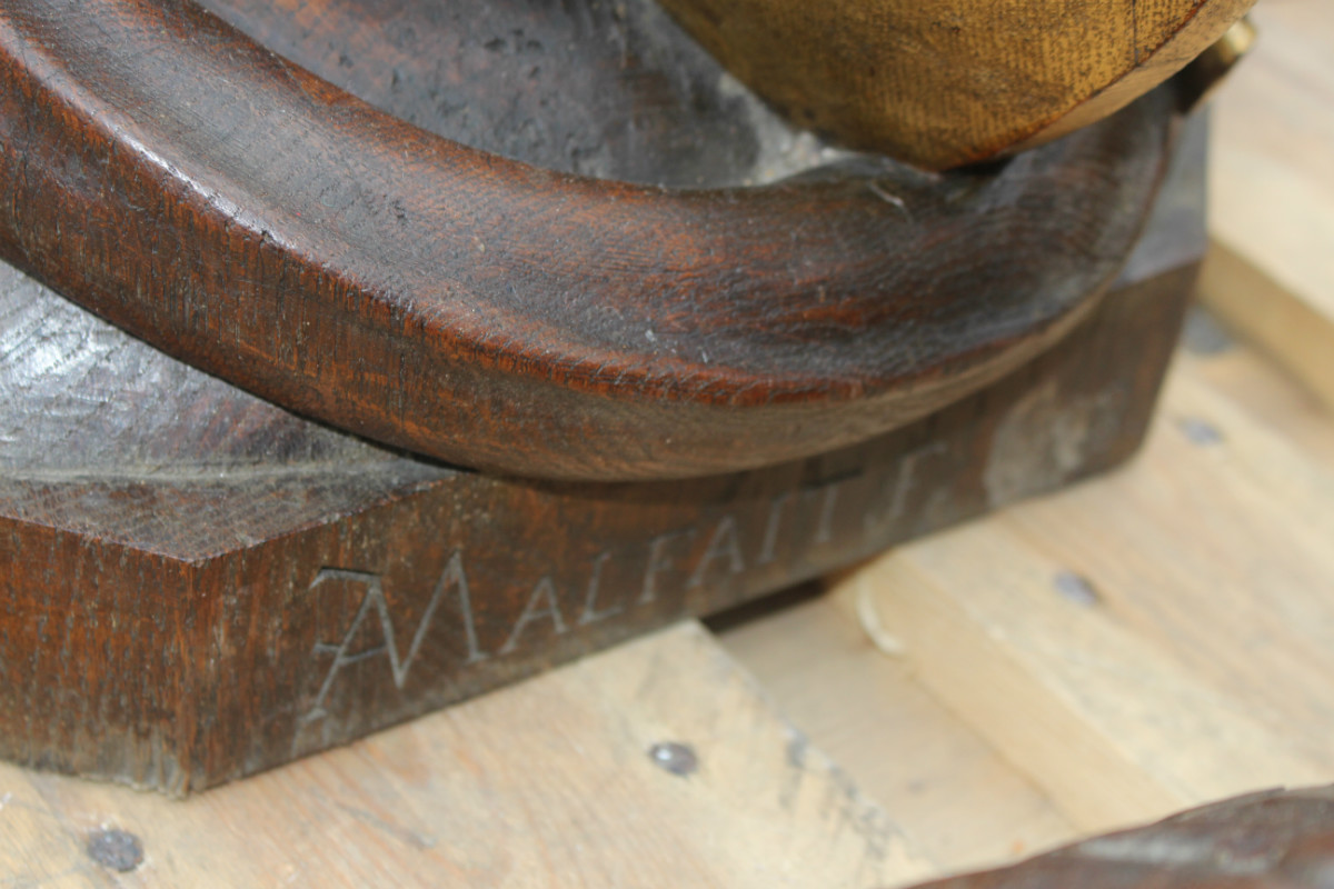 Pair  Hand-Carved Statue St. Mary With Child & Sacred Heart