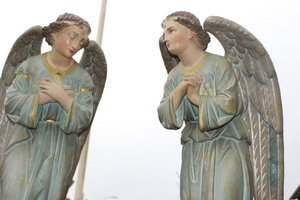 Kneeling Angels  en Terra-Cotta polychrome, France 19th century