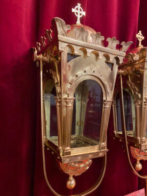 Lanterns en Brass / Bronze / Polished and Varnished / Glass, Belgium  19 th century