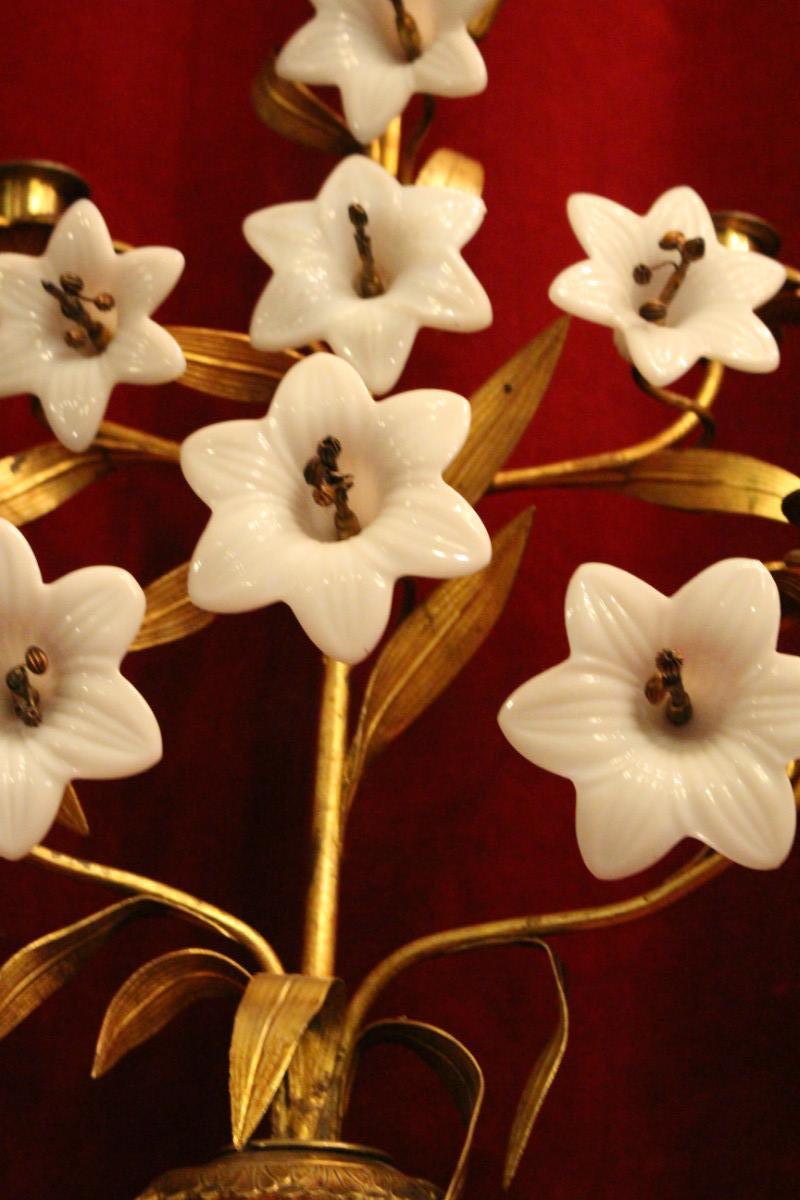 Pair  Lilies Candle Holders