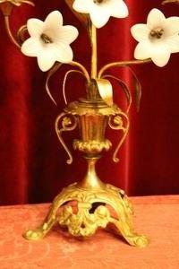 Lilies Candle Holders en Brass / Bronze / Porcelain Lilies, France 19th century (1875)