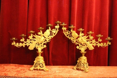 Matching Candle Holders en Bronze / Gilt, France 19th century ( anno 1875 )