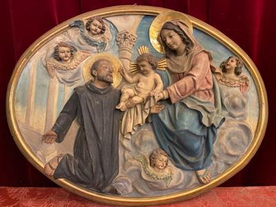 Matching Plaster Reliefs Imagination Father Damien.  en Plaster polychrome, Belgium 20 th century ( Anno 1925 )