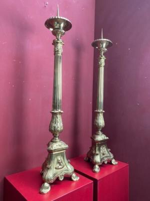 Candle Holders Measures Without Pin style Neo Baroque en Bronze Gilt, Belgium 19 th century ( Anno 1875 )