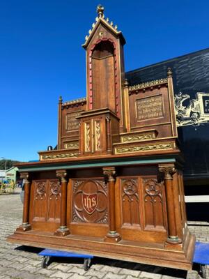 High Quality Pair Of Neoclassical Roman-Gothic-Style Side-Altars. Including The Original Altar-Stones ! style Neo Classicistic - Gothic - Style en Oak wood, Belgium  19 th century