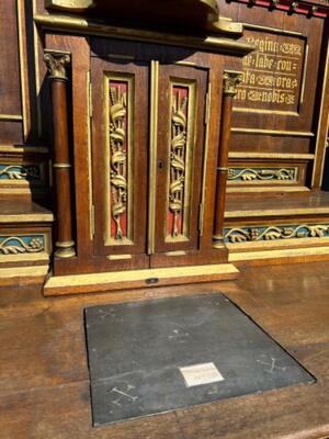 High Quality Pair Of Neoclassical Roman-Gothic-Style Side-Altars. Including The Original Altar-Stones ! style Neo Classicistic - Gothic - Style en Oak wood, Belgium  19 th century