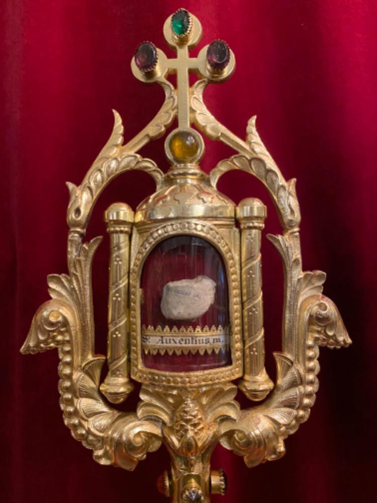 Pair  Neo Classicistic Reliquaries - Relics Ex Ossibus St. Ubertus M. St. Auxentius M.