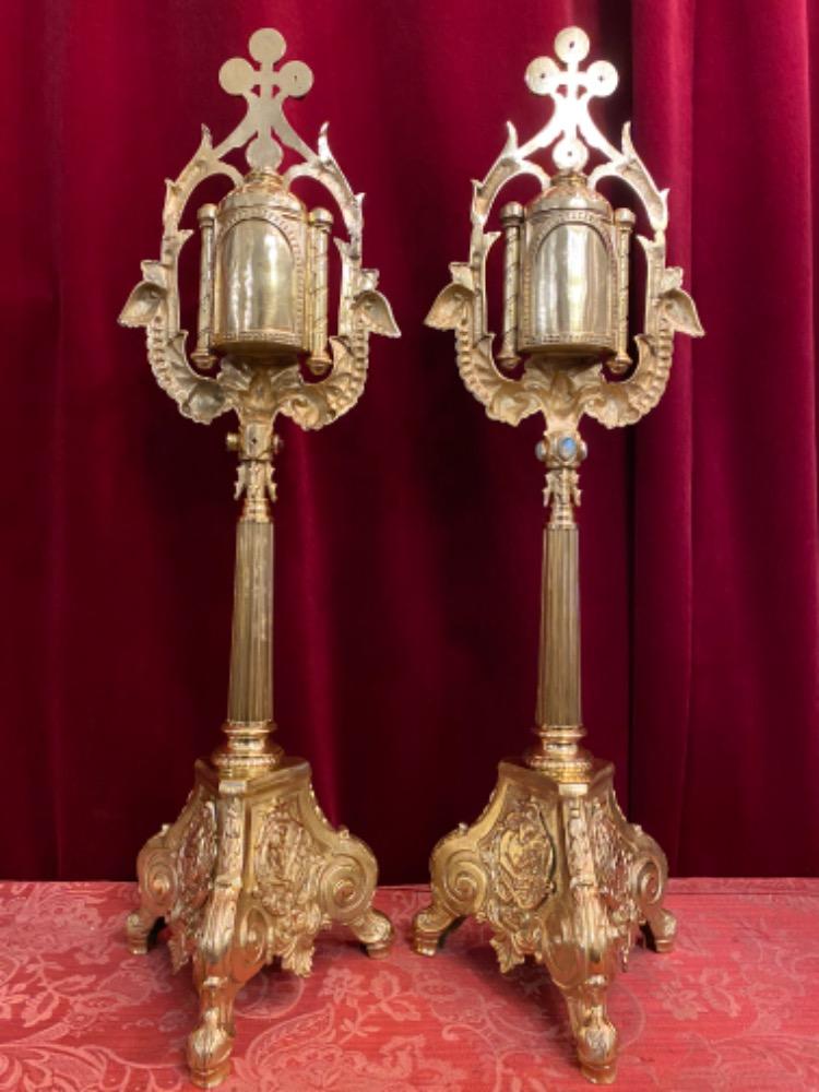 Pair  Neo Classicistic Reliquaries - Relics Ex Ossibus St. Ubertus M. St. Auxentius M.