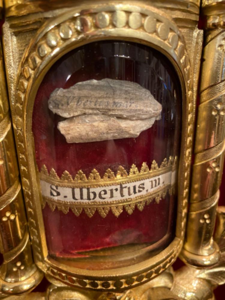 Pair  Neo Classicistic Reliquaries - Relics Ex Ossibus St. Ubertus M. St. Auxentius M.