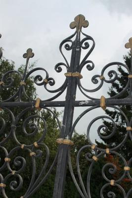 Pair Of Matching Black Coloured Baptistery Entrance Gates / Measurements Of 1 Piece en Hand forged - iron , Belgium 19th century