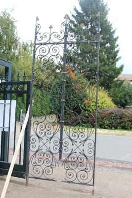 Pair Of Matching Black Coloured Baptistery Entrance Gates / Measurements Of 1 Piece en Hand forged - iron , Belgium 19th century