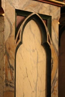 Pedestals  Wood / Polychrome (Marbled) Gothic Style en wood Marbled, Belgium 19th century ( anno 1850 )