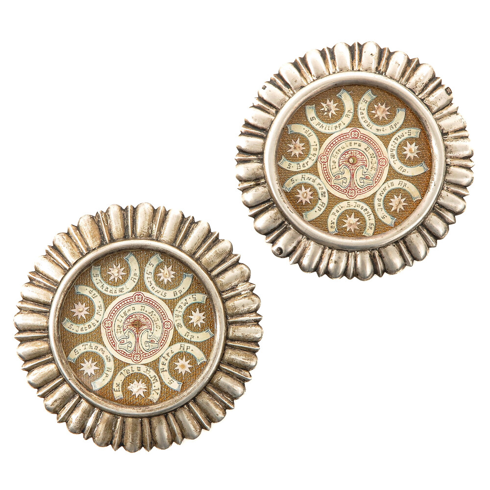 Pair  Reliquary - Relics  12 Apostles & Relic Of The True Cross / Ex Velo Bmv / Ex Pallio St. Joseph