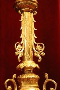 Candle Holders style Romanesque en Bronze / Polished and Varnished, France 19th century