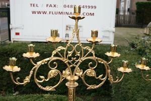 Candle Holders style Romanesque en Bronze / Gilt, France 19th century