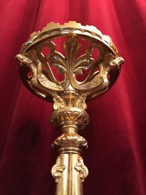 Candle Holders style Romanesque en Full Bronze / Polished and Varnished, France 19th century ( anno 1875 )