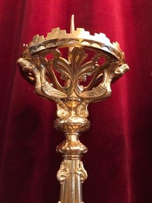 Candle Holders style Romanesque en Full Bronze / Polished and Varnished, France 19th century ( anno 1875 )