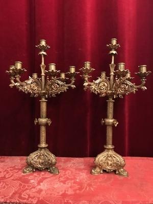 Candle Holders style Romanesque en Bronze / Gilt, France 19th century