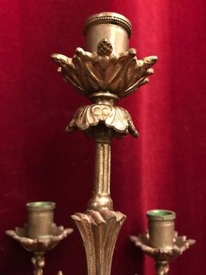 Candle Holders style Romanesque en Bronze / Gilt, France 19th century