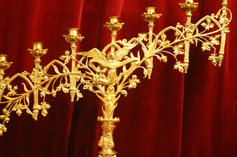 Pair Romanesque Candle Holders