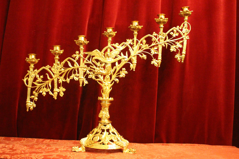 Pair Romanesque Candle Holders