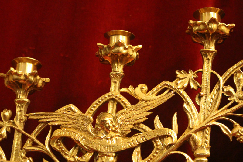 Pair Romanesque Candle Holders