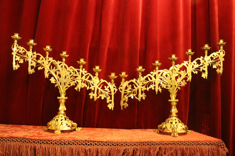 Pair Romanesque Candle Holders