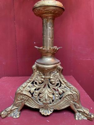 Candle - Holders style Romanesque en Bronze / Gilt, France 19th century ( anno 1875 )