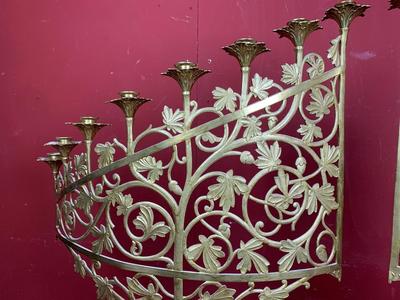 Candle Holders style Romanesque en Bronze / Gilt, France 19th century ( anno 1890 )