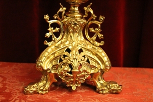 Candle - Holders style Romanesque en Bronze Gilt, France 19th century