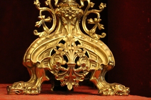 Candle - Holders style Romanesque en Bronze Gilt, France 19th century