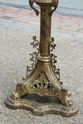 Candle Holders  style Romanesque en Full Bronze / Gilt /  Gemstones, France 19th century ( anno about 1880 )