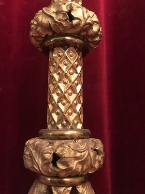 Candle Sticks Measures Without Pin style Romanesque en Bronze / Gilt, France 19th century