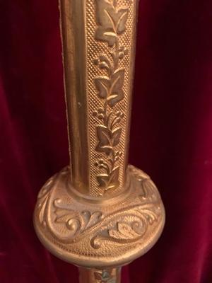 Candle Sticks Measures Without Pin style Romanesque en Bronze / Gilt, France 19th century ( anno 1890 )