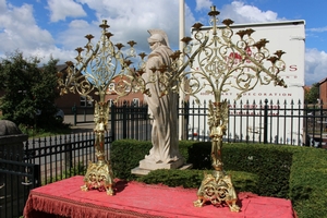 Exceptional Candle Sticks style Romanesque en Bronze / Polished and Varnished, France 19th century