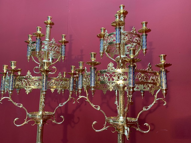 Pair  Romanesque Matching Chandeliers