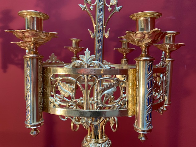 Pair Romanesque Matching Chandeliers