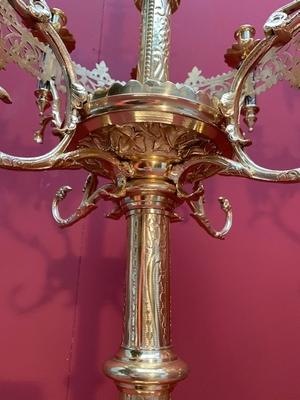 Matching Chandeliers style Romanesque en Full Bronze / Gilt /  Polished and Varnished / Enamel Parts, France 19th century ( anno 1875 )