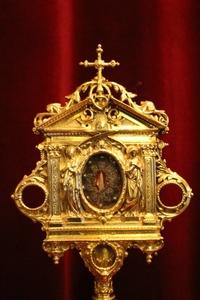 Reliquaries. Ex Ossibus Unknown Saints. style Romanesque en Bronze / Polished and Varnished, France 19th century / Relics inside 18th century