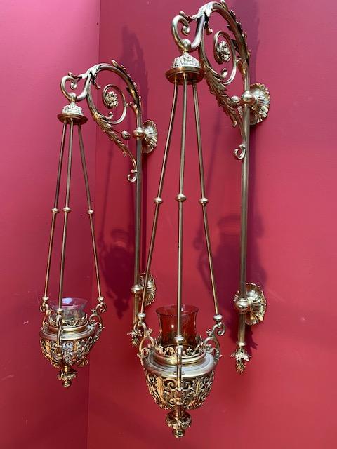 Pair Romanesque Sanctuary Lamps