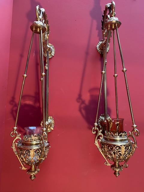 Pair Romanesque Sanctuary Lamps