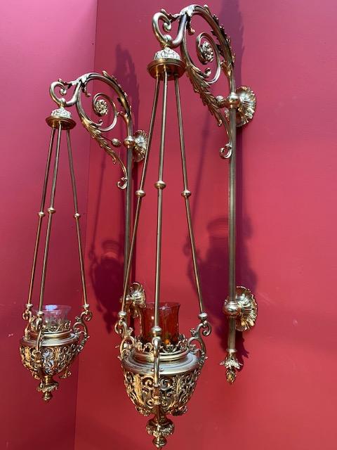 Pair Romanesque Sanctuary Lamps