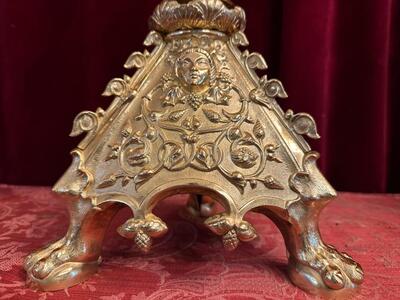 Candle Holders  style Romanesque - Style en Bronze / Polished and Varnished, France 19 th century ( Anno 1865 )