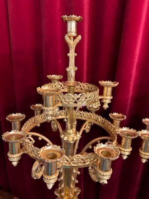 Candle Holders  style Romanesque - Style en Bronze / Polished and Varnished, France 19 th century ( Anno 1865 )