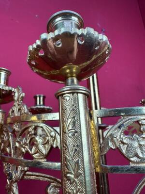 Candle Holders style Romanesque - Style en Bronze Gilt, France 19 th century ( Anno 1875 )